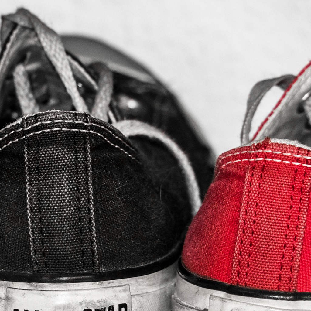 The backs of converse sneakers