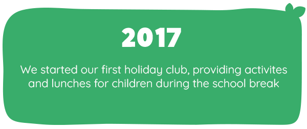 2017 - We started our first holiday club, providing activites and lunches for children during the school break