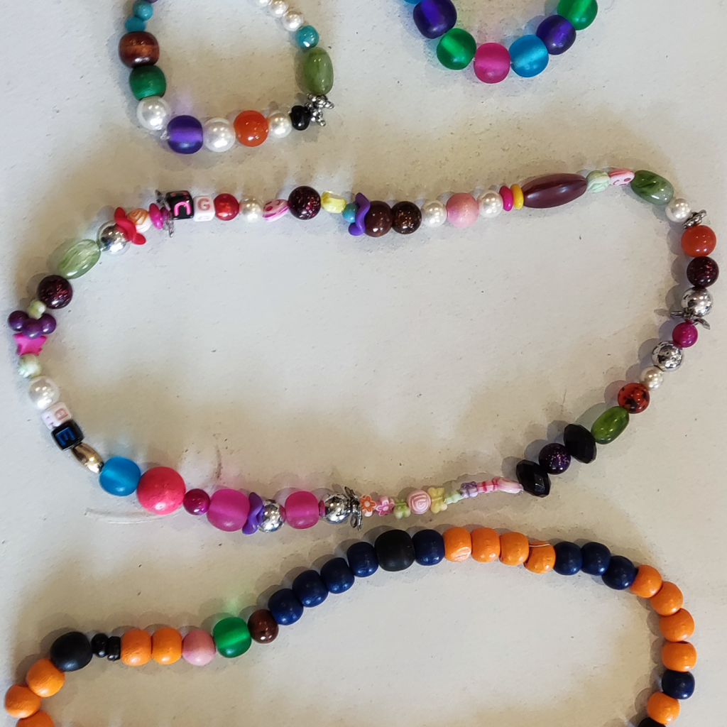 Some bead bracelets made by children
