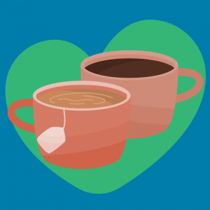 illustration of a mug of tea and a mug of coffee