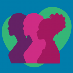 profile silhouettes of three women